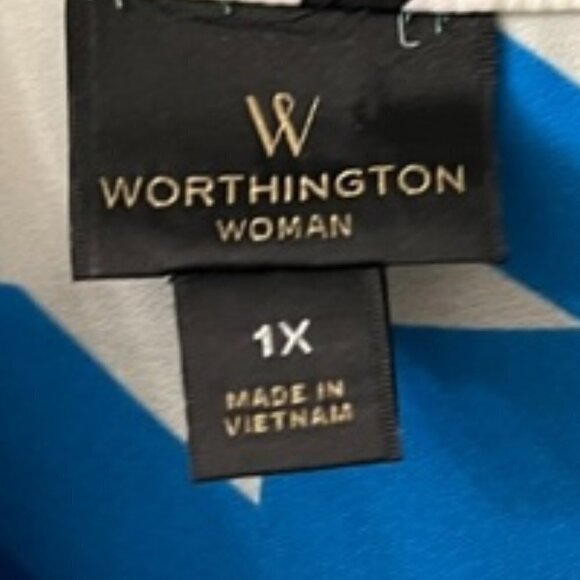 Worthington Woman Houndstooth Spring Tunic Split Neck 3/4 Sleeve High Low Hem 1X - Picture 6 of 9
